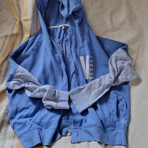 Victoria secret XL zip up blue hoodie